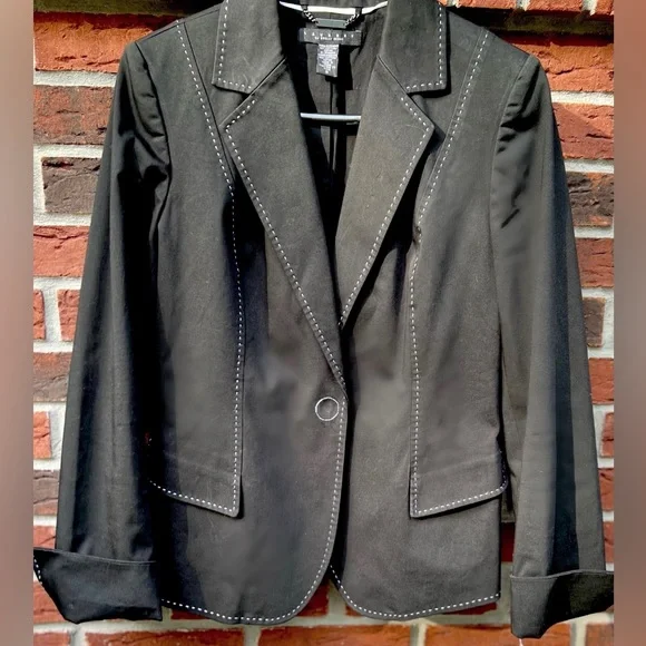 Laundry by Shelli Segal Black blazer with white stitching detail - Picture 4 of 6